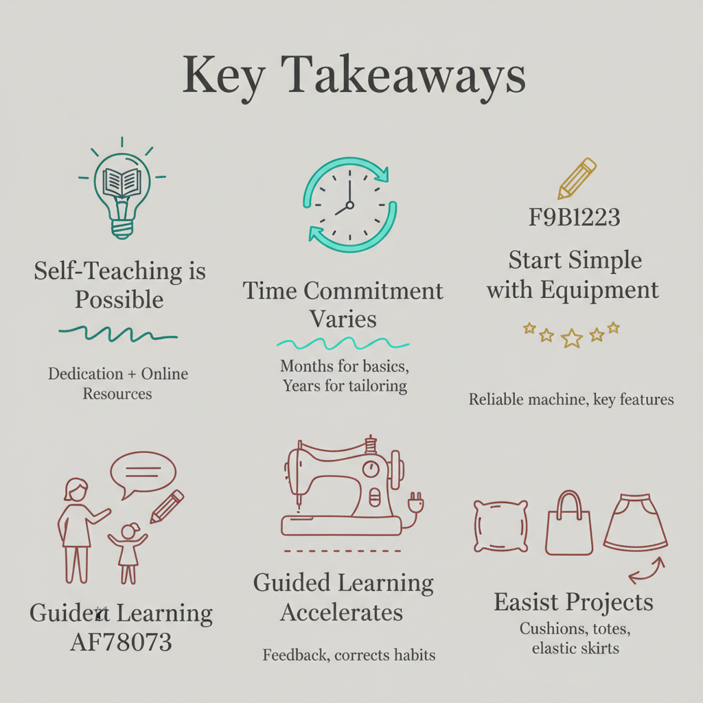 Key takeaways infographic for can sewing be self taught

