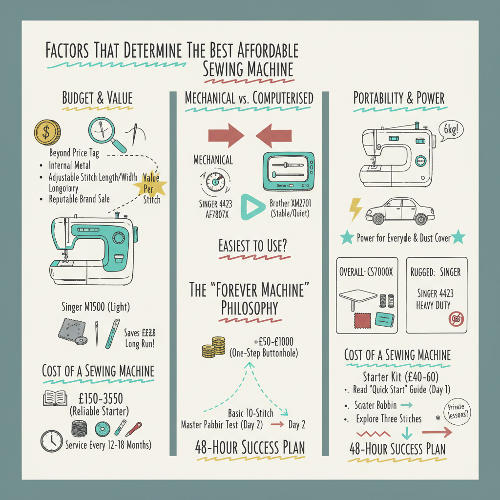 Infographic about what is the best beginner sewing machine to buy for London Sewing Courses

