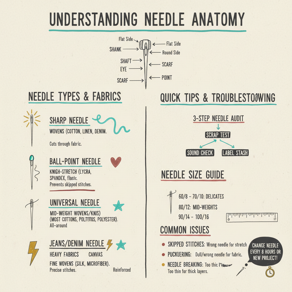 Infographic about what needle should i use for stretch fabric for London Sewing Courses