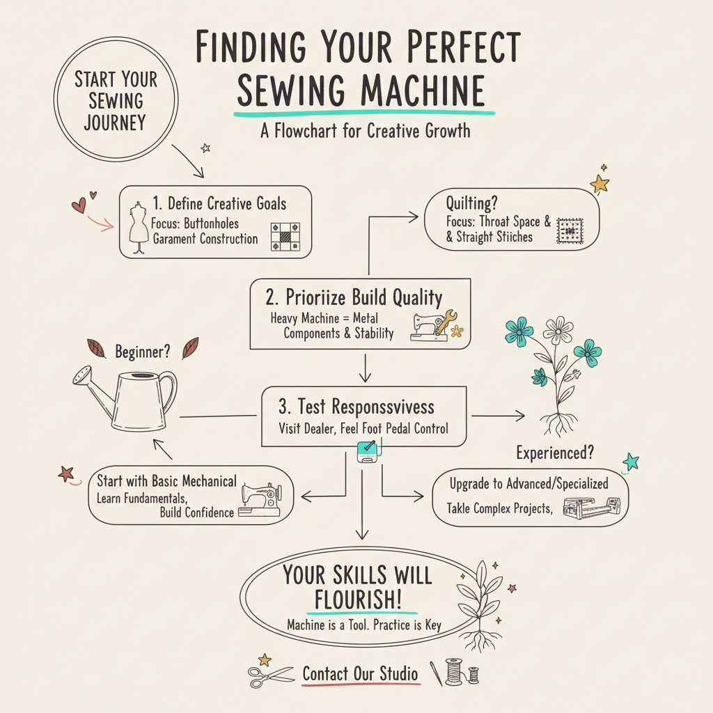 Infographic about what sewing machine does mimi g use for London Sewing Courses